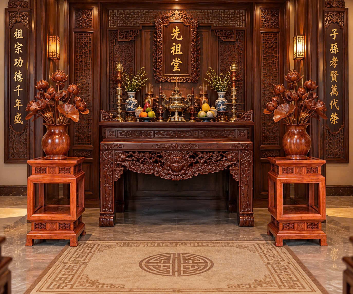Đôn đèn gỗ hương